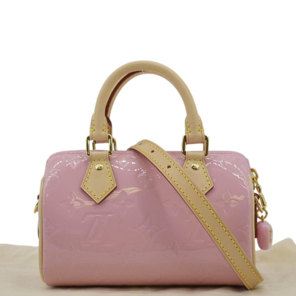 LOUIS VUITTON Nano Speedy Monogram Vernis Crossbody Bag Light Pink - Picture 3 of 11